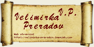 Velimirka Preradov vizit kartica